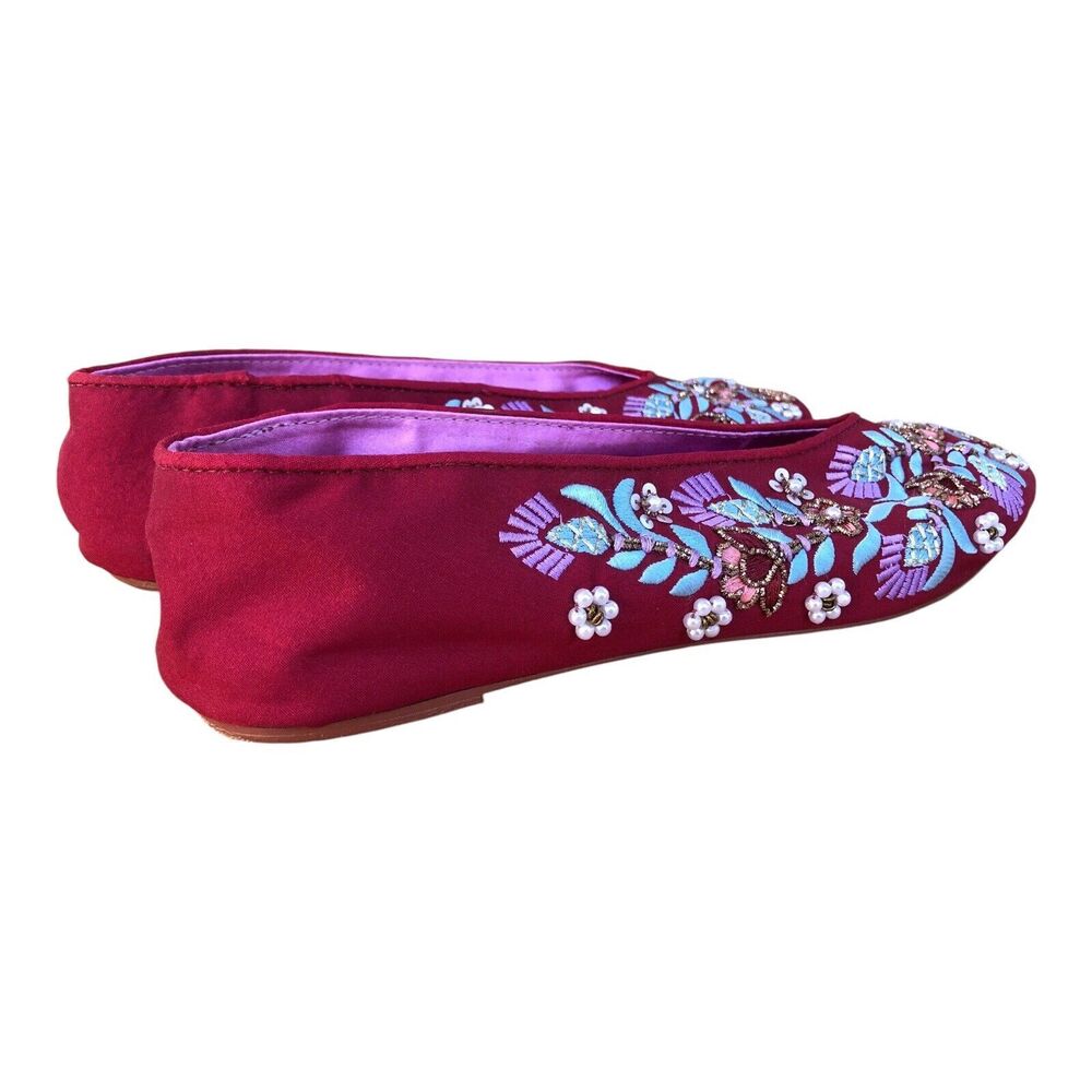 Anthropology Llani Embellished Satin Ballet Slippers Size 39/8.5 - Picture 7 of 11